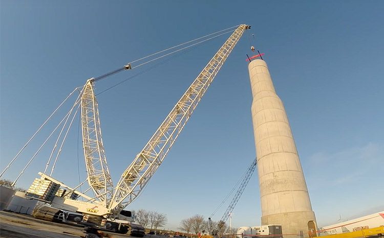 a picture of concrete wind turbine tower construction