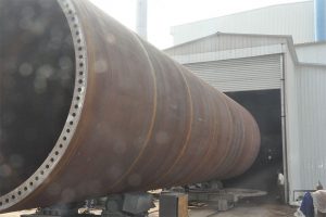 wind turbine tower before sand blasting treatment