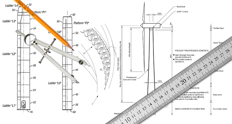 a picture of wind turbine tower blueprint