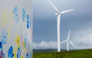 wind turbine tower with children fingerprint