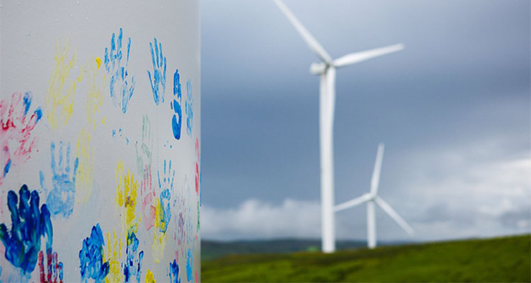 wind turbine tower with children fingerprint