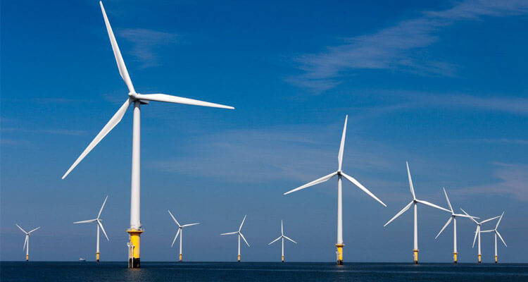 a picture of offshore wind farm on site