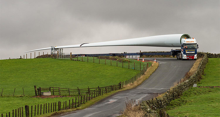 wind turbine tower section transport to site