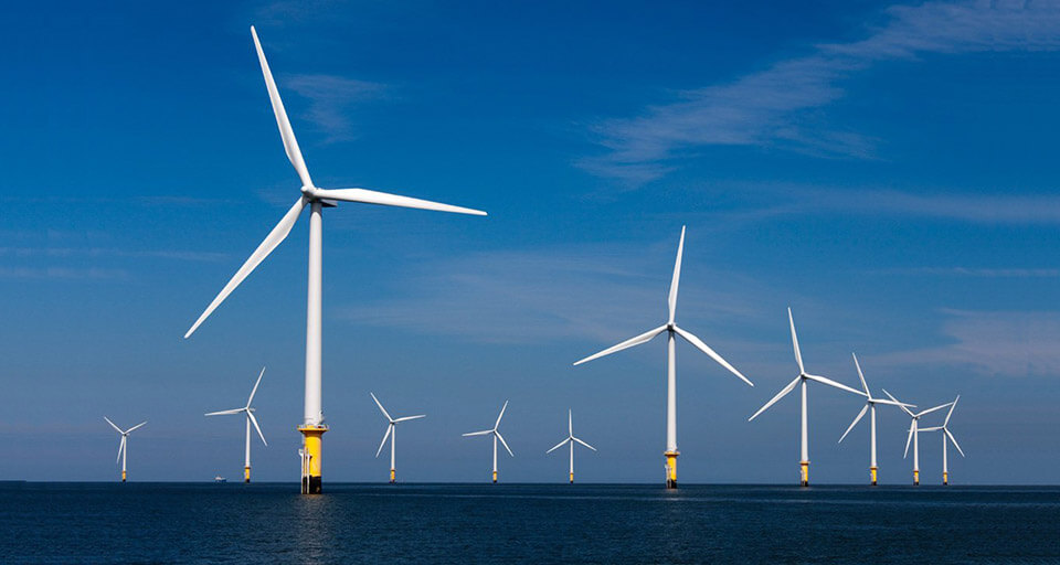 a picture of offshore wind farm