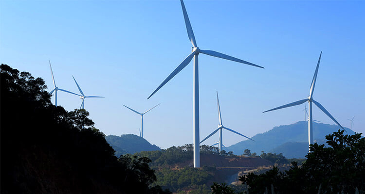 high wind tower installed in mountain area