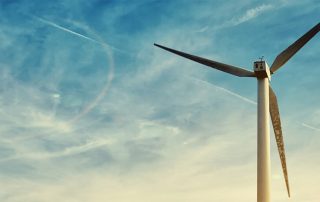 wind turbine tower in sunlight