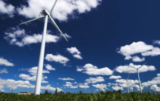 beautiful wind turbine tower system in countryside