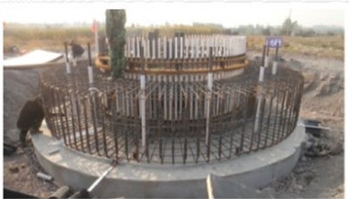 the uplift anchor type wind turbine tower foundation on site